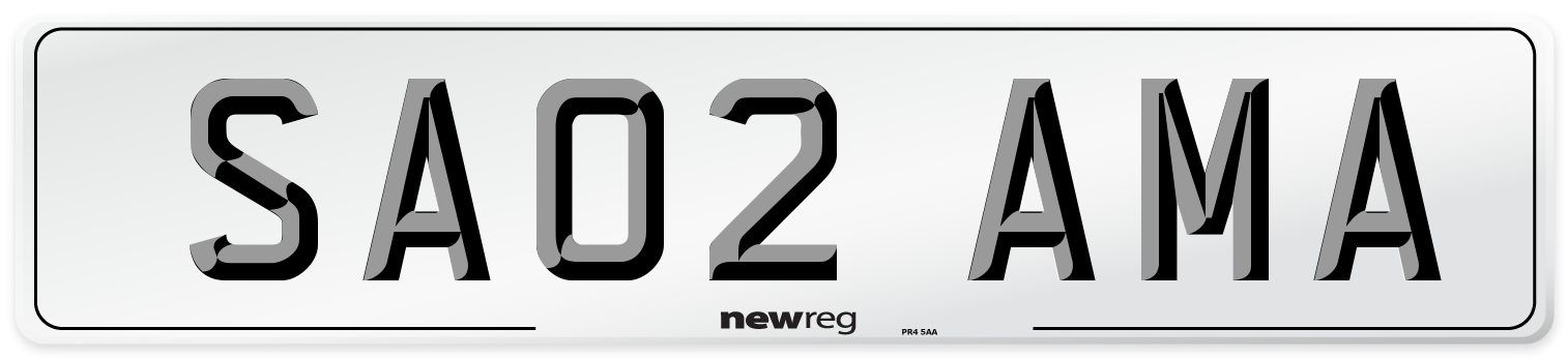 SA02 AMA Number Plate from New Reg